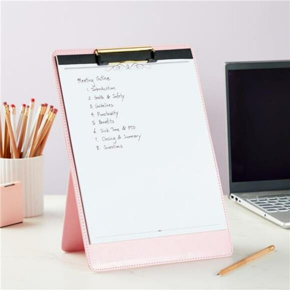 Pink clipboard stand document holder desk paper stand office organizer typing pa - Picture 2 of 8
